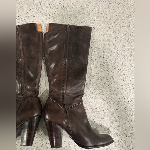 Frye Betty Inside Zip Dark Brown Heeled Boots - Picture 6 of 16